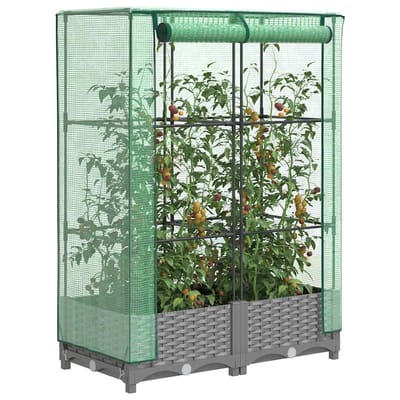 vidaXL - Plantenbak - verhoogd - met - kashoes - 80x40x123 - cm - rattanlook