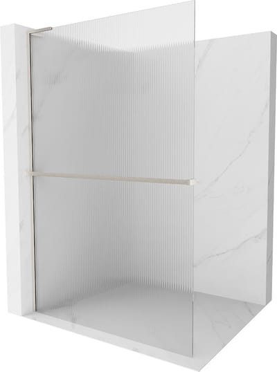 Mexen Kioto+ L douchewand met plank Walk-in 70 x 200 , strepen, geborsteld nikkel - 800-070-123-97-09