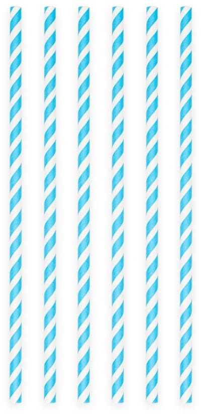 40 Papieren Rietjes Gestreept Blauw - 6mm x 197mm - Set van 2 Pakjes (40 stuks) - Feestversiering verjaardag & themafeest
