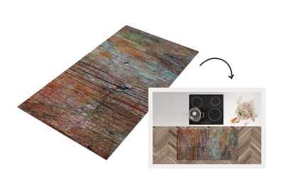 Keukenloper - Loper keuken - Industrieel - Hout - Regenboog - Vintage - 120x60 cm - Keukenloper vinyl