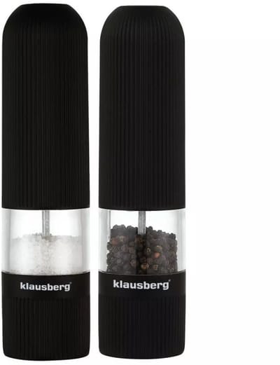 Klausberg KB7574 Elektrische Peper- en Zoutmolens - Zwart - Instelbare Maalgraad - Eénhandig Bediening - Antislip Coating