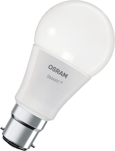 OSRAM SMART LED-lamp A60, lampvorm B22D, 9W ZigBee 3.0, RGBW 16 miljoen kleuren, dimbaar, app-bediening, Alexa