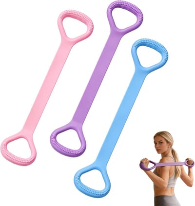 3 Stuks Figuur 8 Resistance Band - Elastische Fitnesstrijsband voor Armen, Rug en Schouders - Oefenband voor Yoga en Gym - Trainersgummi