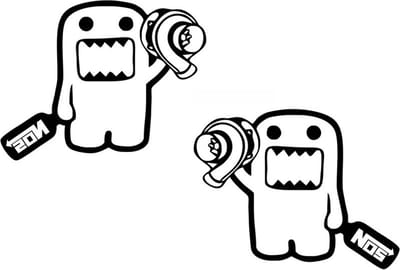 VCTparts® Cartoon JDM Sticker Domo Kun Turbo Zwart Tuning Decal Japanese Drift