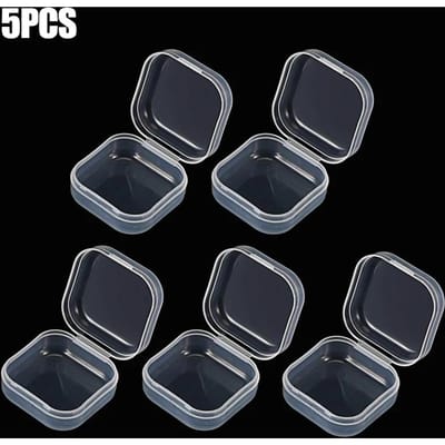 1-50 stuks/partij Mini Vierkante Opbergdoos Transparant Plastic Klapdeksel Kleine Doos Pil Juwelen Stofdichte Opbergverpakking Dozen Groothandel