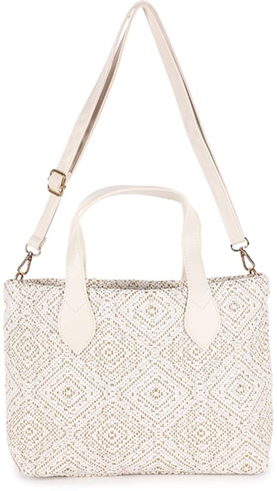 Schoudertas en handtas - Beige - Zomer tas met schouderband - Trendy Boho - Met ritssluiting en binnenvakjes