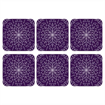 Onderzetters voor glazen - Patronen - Kerst - Sneeuw - 10x10 cm - Glasonderzetters - 6 stuks - Tafeldecoratie Kerstmis - Kerstdecoratie tafel - Tafelversiering