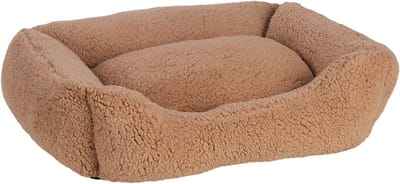 Hondenmand orthopedisch – hondenkussen – hondenbed – Flamingo Felpa Rechthoekig – mokka – 65x50x20 cm – pluche mand met memory foam & afneembare hoes – antislip bodem – wasbaar op 30°C