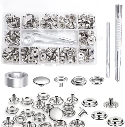 Heavy Duty Canvas Snap Button Set - 200 Stuks 15 mm Perskap voor Do-It-Yourself Projecten