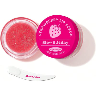 Slow Sunday Strawberry Lip Scrub, hydraterende, vochtinbrengende, revitaliserende en exfoliërende gezichtspeeling, een goede keuze voor bruiloften, vakanties, strand, reisbenodigdheden, paascadeaus, geschikt voor lippenverzorging in de zomer.