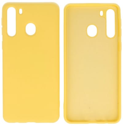 Hoesje Geschikt voor de Samsung Galaxy A21 - Fashion Color Backcover Telefoonhoesje - Geel