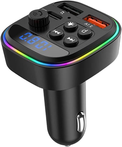 Auto FM Zender - Muziekspeler Lader - Muziek Streamen Auto - Draadloze Bluetooth 5.4 - 8.3x5x4.5 cm - Zwart