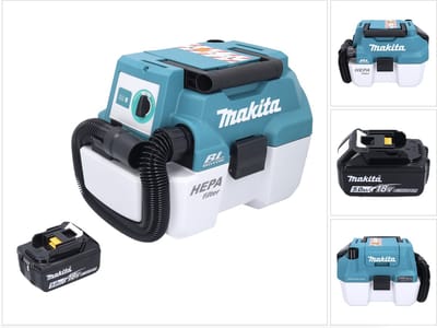 Makita DVC 750 LT1 accustofzuiger LXT 18 V 67 mbar 7,5 l borstelloos + 1x accu 5,0 Ah - zonder oplader