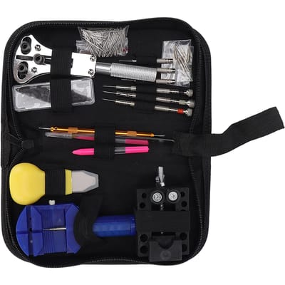 Kit Complet de Réparation de Montres 144 pièces Bracelet de Montre Batterie Joint Ouvreur Kit d'Outils de Changement de Batterie gray