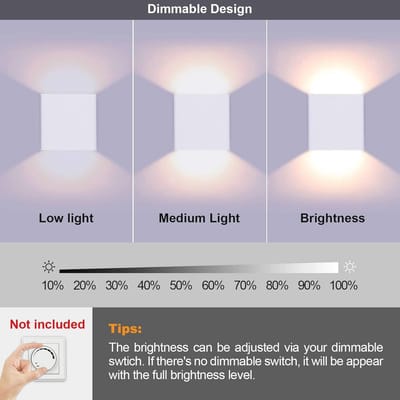 Moderne Led-Wandlamp Dimbaar 10W - Aluminium Up Down Verlichting voor Binnen - Warm Wit 3000K