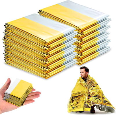 Emergency Thermal Deken 10 Stukken, 210×160cm, Isotherm Deken Zilver Goud, Survival Thermal Deken, voor Redding Beschermt tegen Kou, Regen, Hitte en Wind, Outdoor