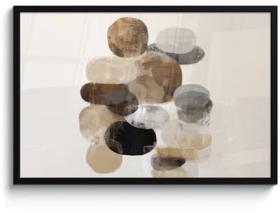 Poster in lijst - Fotolijst 90x60 cm - Posters - Ovaal - Kleurvlakken - Penseelstreken - Posterlijst zwart - Decoratie - Wanddecoratie woonkamer - Muurdecoratie slaapkamer