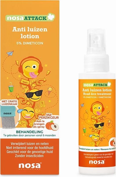 NosaAttack Anti-luizen lotion perzikgeur incl. gratis luizenkam
