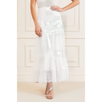GUESS  Eco Lou Lou Skirt Pale Pearl Taglia: 36 | Maxi gonne Outlet | Donna | Bianco