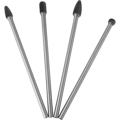 4 stuks Gecementeerd Carbide Roterende Vijlen Dubbel Gesneden Frezen Set 6mm Schacht Metaalbewerkingsgereedschap