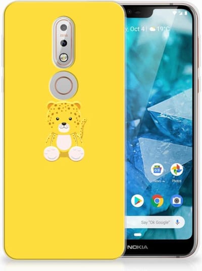 Nokia 7.1 Telefoonhoesje met Naam Baby Leopard