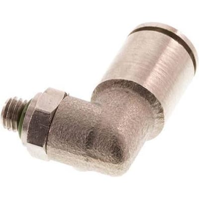 6mm x M 5 90 graden L-verbinding Messing Insteekfitting Buitendraad Draaibaar FKM [2 Stuks]