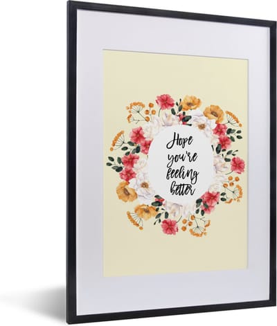 Fotolijst incl. Poster - Beterschap - Quotes - Planten - Hope - 30x40 cm - Posterlijst