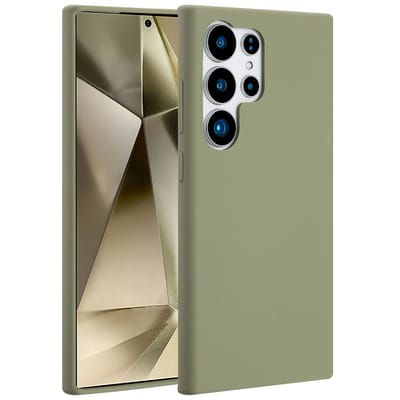 Accezz Hoesje - Geschikt voor Samsung Galaxy S24 Ultra - Liquid Silicone Backcover met Magnetische Ring - Cooper Green