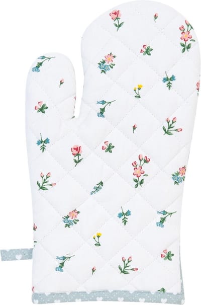 Ovenhandschoen | 16*30 cm | Creme | 100 % katoen | Bloemen | Clayre & Eef | ISL44