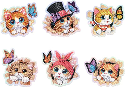 Magneetjes set van 6 - TERC011 - Poesjes - diamond painting - compleet pakket - Diamond painting by Wietske