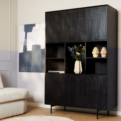 Starfurn - Vakkenkast Madison - Zwart - 45x135x200 cm