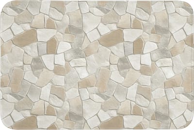 Badmat 90x60 cm - Antislip - Mozaïek - Stenen - Beige - Badmatten voor badkamer - Badkamermat - Douchemat - Badkamer mat