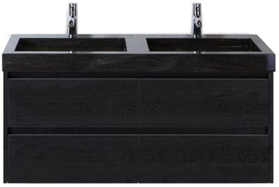Dante Badmeubelset 120 cm - Black Oak - Wastafel Hardsteen Wit Lucca Dubbel