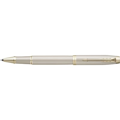 Parker IM Monochrome rollerballpen | zwarte inkt | champagnekleurige afwerking en details | fijne punt | met geschenkdoos