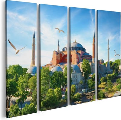 Artaza Canvas Schilderij Vierluik Hagia Sophia Moskee In Istanbul - 80x60 - Foto Op Canvas - Canvas Print