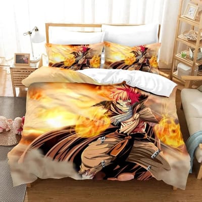 3D Print Anime Fairy Tail Logo Natsu Beddengoed Set Jongens Meisjes Twin Queen Size Dekbedovertrek Kussensloop Bed Kinderen Volwassenen Hometextiel 70x133cm 2pcs