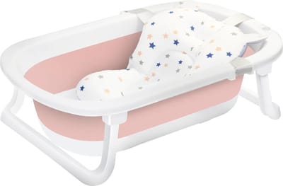 Rustive Baby Bad - Opvouwbaar - Draagbare Badkuip - Bad - Multifunctioneel - Voor 0-24 Maanden Oud - Incl. Antislipkussen