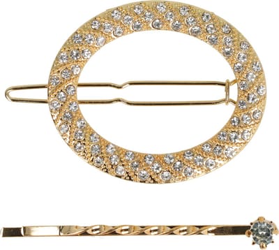 Haarsoires Haarspeld Haarclip 4,5cm - Ovaal - Glitter Steentjes - Goud – Set van 2 - Hair Clip - Decoratieve Haaraccessoire