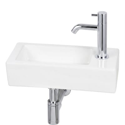 Saqu Trento fonteinset glans wit keramiek incl. chromen kraan rechts