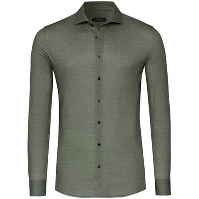 Desoto Luxury Overhemd Subtle Herringbone Shark Collar Forest Green / male