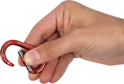 Karabijnhaak met borging - Accessoirehaak - Accessoires bevestigen - Lichtgewicht aluminium - 4 kN sterkte - Lichtblauw