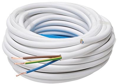 Slangleiding 3-aderig H05 VV-F 3G1,5 mm2 (25 m) voor flexibele installatie, stroomkabel voor middelzware belasting, wit