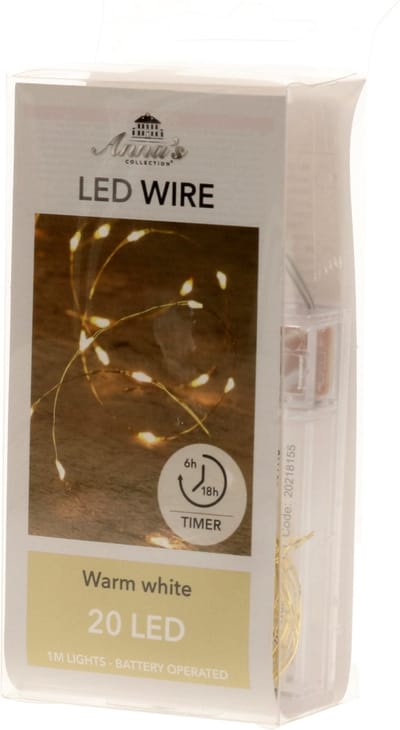Anna's Collection Draadverlichting - lichtsnoer - 20 led lampjes - warm wit - 100 cm - op batterij