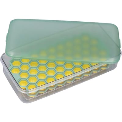 1,7L Dubbellaagse IJsblokjesvorm Doos met 94 vakjes en IJsschep DIY IJsblokjesvorm Bakje voor Dessertwinkel L gray