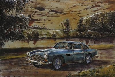 Metalen 3D schilderij Aston Martin Db5 James Bond - 80 cm x 120 cm - schilderij - muurdecoratie - wall - deco - kunst - wanddecoratie - metaal - wandschilderij - decoratief - interieur - cadeau - geschenk - gift - verjaardag - kerst - nieuwjaar