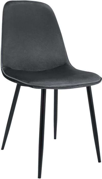 CLP Maryam Eetkamerstoel - klassiek - met rugleuning - zwart metalen frame - belastbaar tot 150 kg - Fluweel/donkergrijs