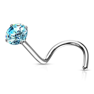 Neuspiercing PVD U-bocht prong set 0.8x6x2.5 - zilver aqua - LMPiercings