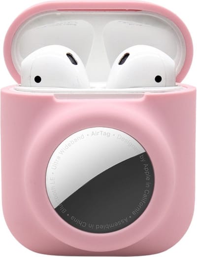 2 in 1 AirPods en Airtag Case - Beschermhoes - AirPods Cover - AirPods AirTag Hoesje - Geschikt voor Apple Airpods 1 en 2 - roze
