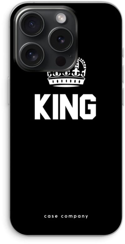 Case Company® - Hoesje geschikt voor iPhone 15 Pro hoesje - King zwart - Soft Cover Telefoonhoesje - Bescherming aan alle Kanten en Schermrand