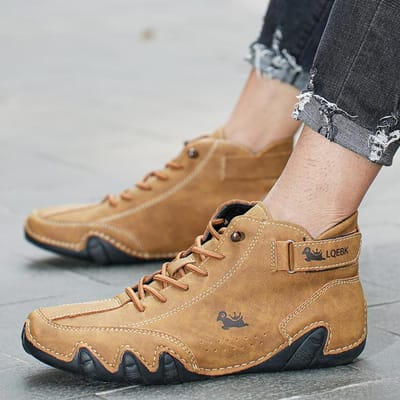 Casual Sneakers voor Heren Luxe Designer Schoenen Gratis Verzending Leren Enkellaarsjes Nieuwe Mode Comfort Hoge Top Herenschoenen 38 bruin